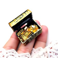 Miniature Treasure Chest Set – 112 Scale Dollhouse Accessories with Gold Bars... picture