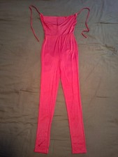 NBD Hot Pink Strapless Ruched Catsuit Jumpsuit NWT XS Revolve picture
