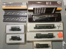 7 Vintage Marklin Z-Scale Mini-Club,German Federal Railroad Cars,Track,Bridge picture