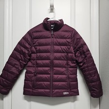 NWOT Eddie Bauer Women’s Goose Down 650 Puffer Jacket Size Small Maroon packable picture