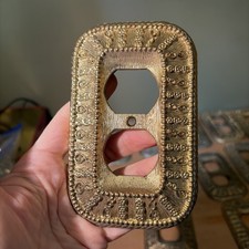 Vintage 1968 American Tack & Hardware Outlet Cover Ornate Cast Metal 50D picture