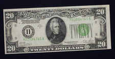 1928 B US Federal Reserve $20 Dollar Green Seal Note P 422b XF Extremely Fine picture