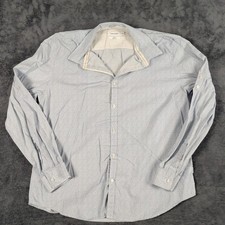 Calvin Klein Men's Button Up Slim Fit Size XL Long Sleeve Blue And White EUC picture