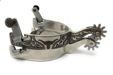 AJ Tack Longhorn Engraved Stainless Steel Mens Spurs picture