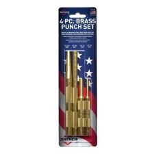 Mayhew 4pc Brass Punch Set, 62278, 1/4 Solid, 3/8 Drift, 5/16 & 3/16 Pin Punch picture