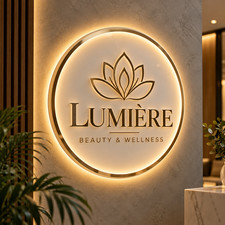 Custom Acrylic LED Halo Wall Sign, Backlit Business Wall Decor Office Salon Sign picture