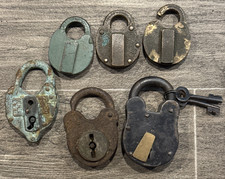 Lot of 6 Antique Vintage Padlocks J.H.W. Climax Co Newark NJ Brass B&D Railroad picture