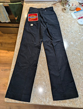 Vintage Dickies Black Corduroy Pleated Front Straight Leg Pants 26x32 with tags picture
