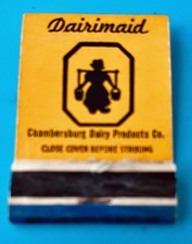 Matchbook, Dairymaid Dairy Chambersburg PA. No Matches. 1950s /1960s  Very Rare picture