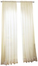 Eggshell Off White Crushed Voile Sheer Curtain Panel 51x84 Inch Rod Pocket picture