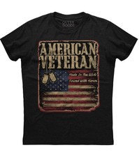 American Veteran, USA Flag Printed Men's New Patriotic Trending Black T-shirt picture