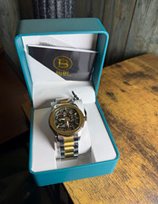 NEW BIBI Luxury Automatic Skeleton Watch Two Tone Stainless Steel w/ Box picture