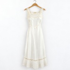 Vintage Barbizon Camilee White Nylon Satin Full Slip S 12 Miss Lace Pleated Hem picture