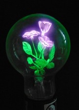 Vintage Aerolux Light Bulb Purple Flowers Green Leaves picture