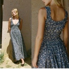 NEW DOEN Emmaretta Dress Navy Floral Size L $300 picture
