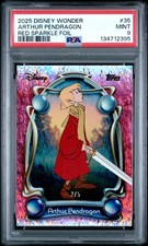 2025 Topps Disney Wonder #35 Arthur Pendragon Red Sparkle PSA 9 picture