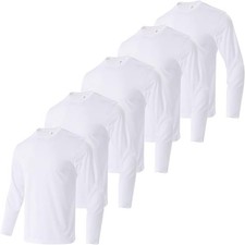 Men's T-Shirt Long Sleeve 100%  Cotton 5 Pack Plain Crew Neck Tees 2xl - 6XL picture