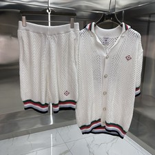 Casablanca Men's Cream Knit Shorts and Top Set Size Large picture