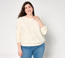 Anybody Women's Sleepwear Sz M Crew Neck Hibiscus Jaquard French White A648901 picture