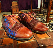 Allen Edmonds Crandon Brown Leather Woven Cap Toe Dress Shoes 10.5E picture