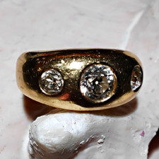 ~ Late Victorian Edwardian Gypsy Ring 14KT+ Oldmine Diamonds ~ 1880~1915 picture