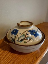 Vintage Japanese Donabe Clay Pot – Hand-Painted Earthenware Hot Pot with Vented picture