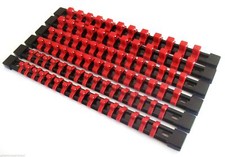 6 GOLIATH INDUSTRIAL ABS MOUNTABLE SOCKET RAIL HOLDER ORGANIZER RED 1/4 3/8 1/2 picture