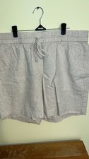 Talbots Plus Women’s Linen Shorts Gray 1X Drawstring Elastic Waist Relaxed picture