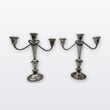 Pair Gorham Sterling Silver Weighted 3-Light Candelabras Convertible picture