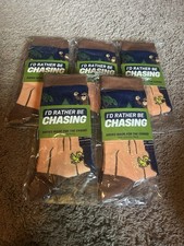 5 Pair- Id Rather Be Chasing Sasquatch Socks- One Size Fits Most picture