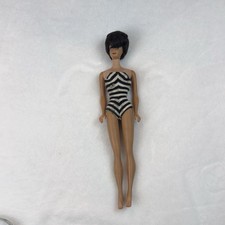 Vintage Barbie Doll Bubble Cut Brunette 64 Pat Pend Blue Eyes Swimsuit Japan picture