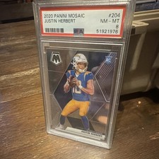 Panini 2020 Mosaic Rookies Justin Herbert #204 Rookie PSA 8 Graded Card picture
