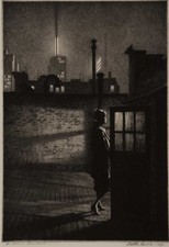 Martin Lewis : Little Penthouse : American Etching Urban Night Scene 1935 picture