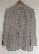 Vintage James Meade 100% Linen Sport Coat Mens 46L Oatmeal Beige Jacket picture
