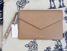 NWT Katie Loxton Taupe Pebbled Envelope Clutch Wristlet Gold Hardware picture