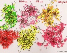 Lures Pro 50 PCs 1/32 1/16 oz 1/8 oz  Jig Heads Fishing hooks Crappie Bass sharp picture