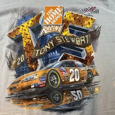 Chase Authentics NASCAR T-Shirt Mens Large Gray Graphic Tony Stewart #20 Cotton picture