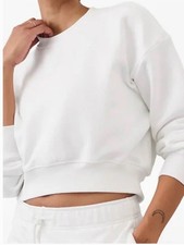 NWT Athleta Heavyweight Terry Ultra Crop Crew Sweatshirt | White | Size Large picture