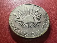 1849 Zs OM Mexico 4 Reales Silver Zacatecas Republic Fine picture