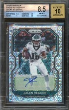 Jalen Reagor Eagles Panini No Huddle Prizm Card #342 NM-MT 8.5 & Signed Grade 10 picture