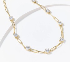 Steel by Diamonique Station & Link Gold Tone Necklace 18