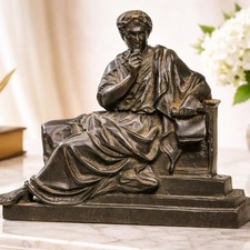 Neoclassical Antique Bronze Statue Sculpture Man Ancient Philosopher picture