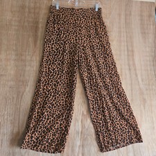 Mob Wife Womens Leopard Print Wide Leg Pants Brown Black Animal Print Size M picture