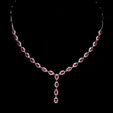 925 Sterling Silver Necklace Oval Ruby 5x3mm Natural Gemstone Jewelry 19.5incges picture