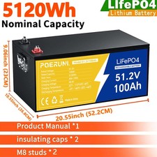 48V 100Ah LiFePO4 Lithium Battery BMS 5120Wh with LCD Monitor For Golf Cart RV picture