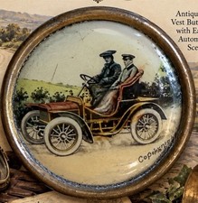 Antique Early Automobile Litho Celluloid Waistcoat Vest Button 9/16