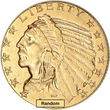 US Gold $5 Indian Head Half Eagle - XF Condition - Random Date picture
