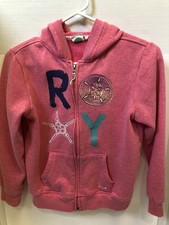 Vintage Roxy Girl Pink Zip Up Hoodie Girls 10-12 Med-Starfish/Sand Dollar Design picture