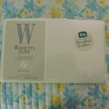 NEW Wamsutta Elite Sensuous Ivory Twin Flat Sheet 250 TC Brushed Cotton Milk picture