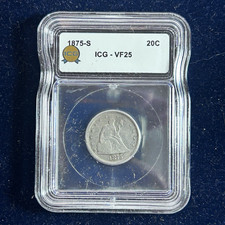 1875-S US 20C Twenty Cent Piece ICG VF25  picture